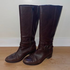 COACH Women’s Dark Brown Leather Knee High Riding Boots, Size 10
